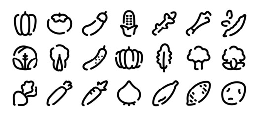 Vegetable icon set (Soft bold line version)