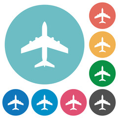 Passenger aircraft flat round icons