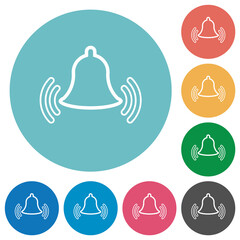 Ringing bell outline flat round icons
