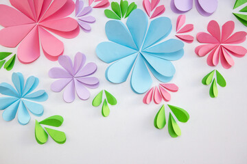 bright spring paper flowers, flower decor