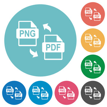 PNG PDF File Conversion Flat Round Icons