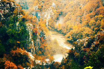 Autum colors and waterfalls of Plitvice National Park - 509355775