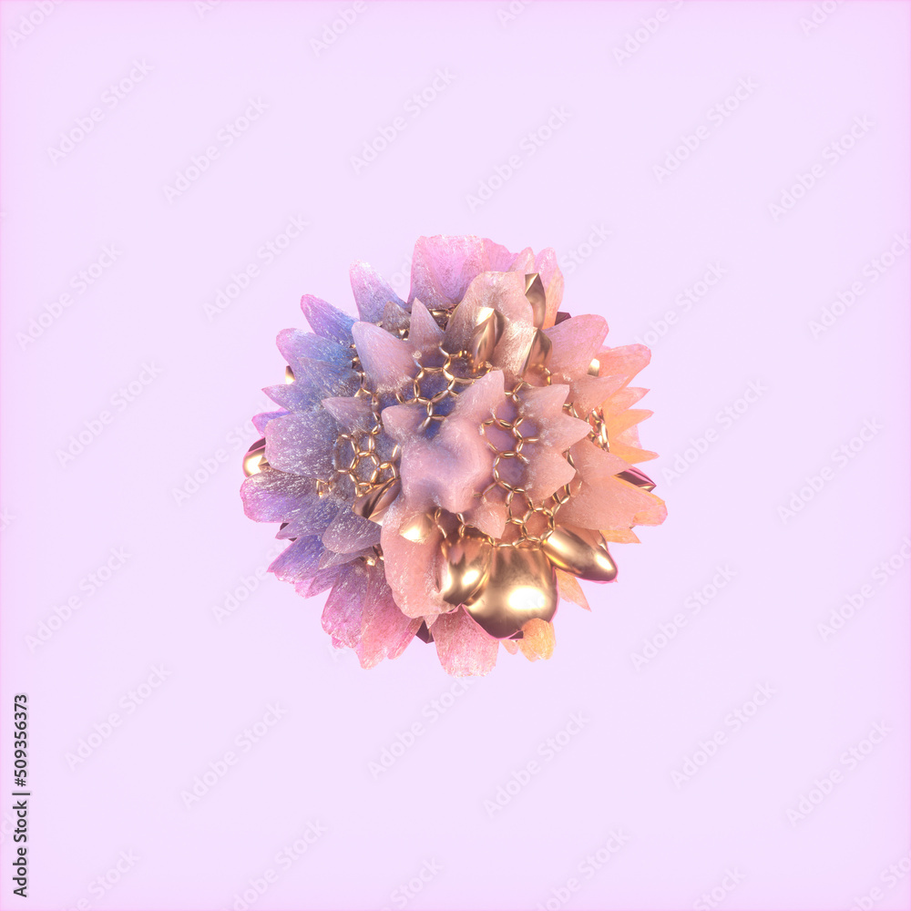 Poster abstract 3d geometric crystal background. iridescent texture faceted gem.
