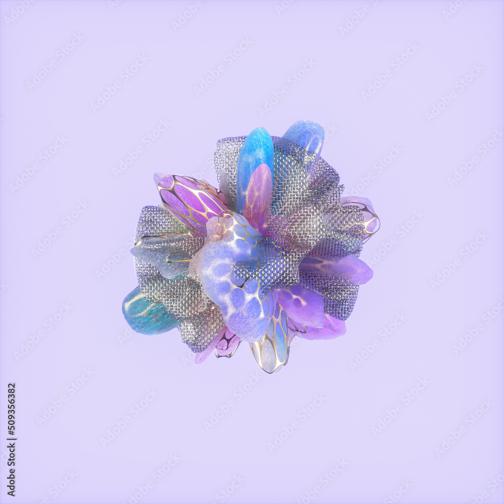 Poster abstract 3d geometric crystal background. iridescent texture faceted gem.