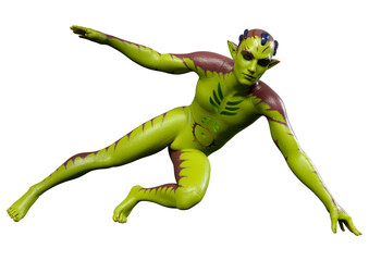 Fototapeta premium 3D Rendering Green Alien on White