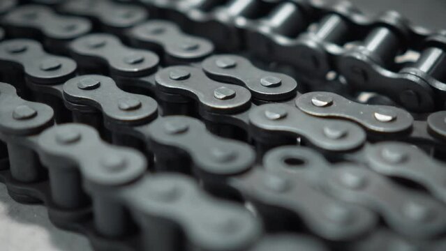 macro shot machine chain. engine chain close up
