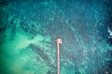 Aerial view of the end of the pier at Point Lonsdale.