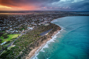 Aerial view of Point Lonsdale. Victoria, Australia. May 2022