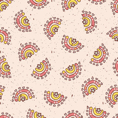 Cute Pink Rainbows Vector Seamless Pattern