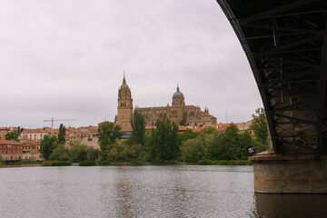 Catedral de Salamanca and Tormes river, Salamanca, Castilla y León, Spain