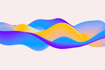 Abstract dynamic twisted wave background. Trendy neon gradient wavy surface 3d illustration