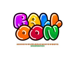 Colored font, comic alphabet in the cartoon style, uppercase letters and numbers
