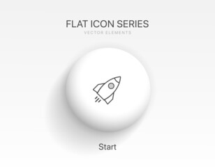 Startup and start icon. Boost rocket icon with linear and flat style. Icons for begin, commence, missile, spaceship. Can use for mobile app, website design, ui, ux.