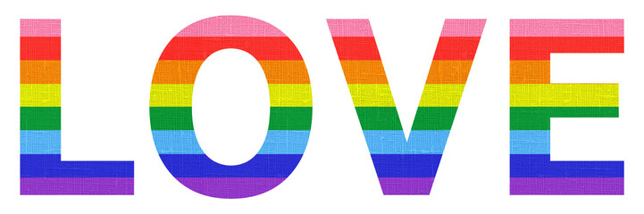 LOVE word in pride flag color