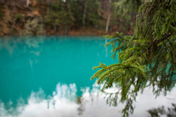 Colorful landscape of nature in mountain blue lake 