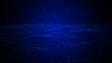 Technology and digital data network connection  blue color abstract background, 3D rendering
