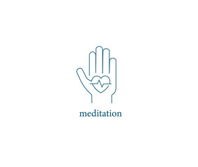 Meditation icon line art vector illustration 