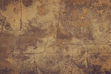 Dark brown cement wall, abstract vintage background. Concrete grunge texture, stucco. Plaster surface. Blank space. Design backdrop. Natural weathered paper.