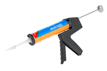 Sealant gun with silicone sealant tube, 3D rendering