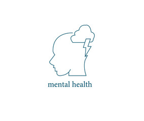 Mental health icon line art vector illustration 