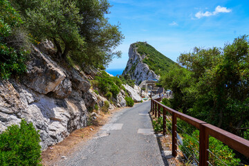 Narrow mountain road at the top of the Rock of Gibraltar