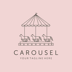 carousel icon line art logo vector symbol illustration design