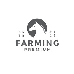 horse head logo farming vector design