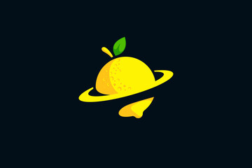 lemon planet logo wit a combination of a lemon and planet.