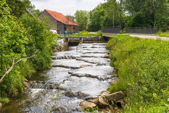 The Singold near Langerringen in Bavaria is an important industrial tributary of the water city of Augsburg