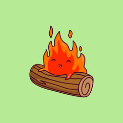 illustration vector cute childish fire emoticon