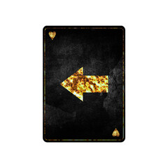 Obraz premium Left Arrow. Alphabet on vintage playing cards. Isolated on white background.