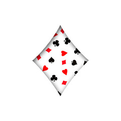 Card suit, Diamonds, from various card suits. Shadow. Isolated on a white background. Design element. Gambling.