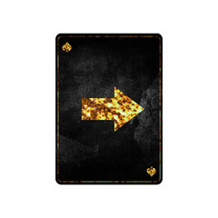 Obraz premium Right Arrow. Alphabet on vintage playing cards. Isolated on white background.