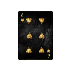 Six of Hearts, grunge card isolated on white background. Playing cards. Design element.