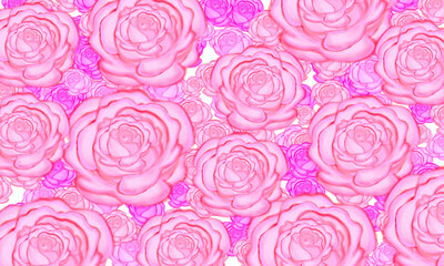 pink rose flower  pattern  hand drawn illustration  background