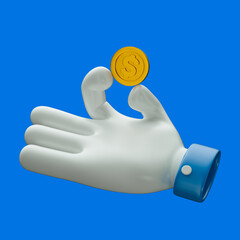 Hand Cartoon With Coin