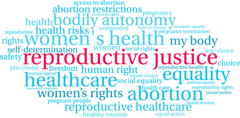 Reproductive Justice Word Cloud on a white background. 