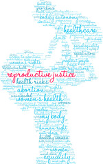Fototapeta na wymiar Reproductive Justice word cloud on a white background.