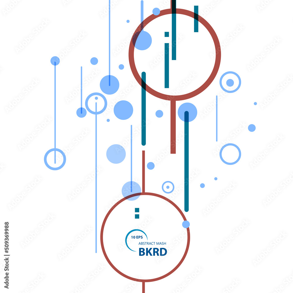 Poster Vector dynamic diagonal lines and circles on white background. Geometric circles trendy element