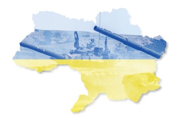 War in Ukraine concept . Silhouette of Ukraine map.