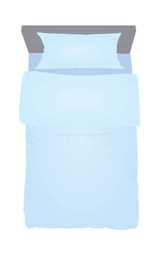 Home Or Hotel One Man Bed. Vector Illustration