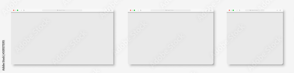 Poster Browser windows frame collection. Interface browser window with shadow