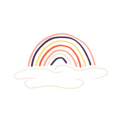 Vector Hand drawn cute rainbow with clouds