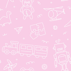 Seamless pattern. Toy cute pink background