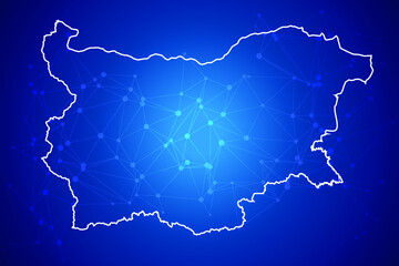 Bulgaria map Technology  with network connection background