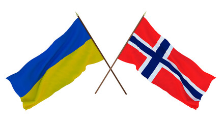 Background for designers, illustrators. National Independence Day. Flags of Ukraine and  Bouvet island