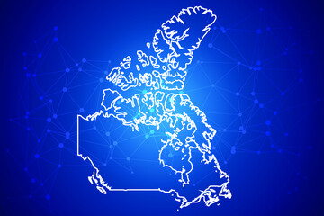 Canada Map Technology  with network connection background