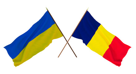 Background for designers, illustrators. National Independence Day. Flags of Ukraine and  Chad