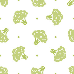 Seamless pattern with simple green broccoli vegetables. Vector flat background for prints, wallpapers, mobile concepts and web apps