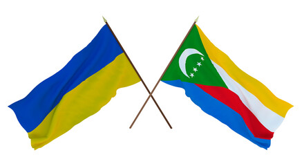 Background for designers, illustrators. National Independence Day. Flags of Ukraine and  Comoros